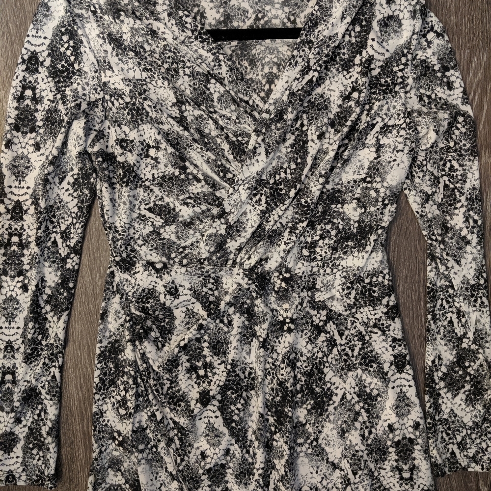 Long sleeve front wrap dress.